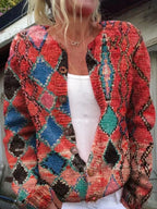 Gebreid vest rood vooraanzicht detail Lena