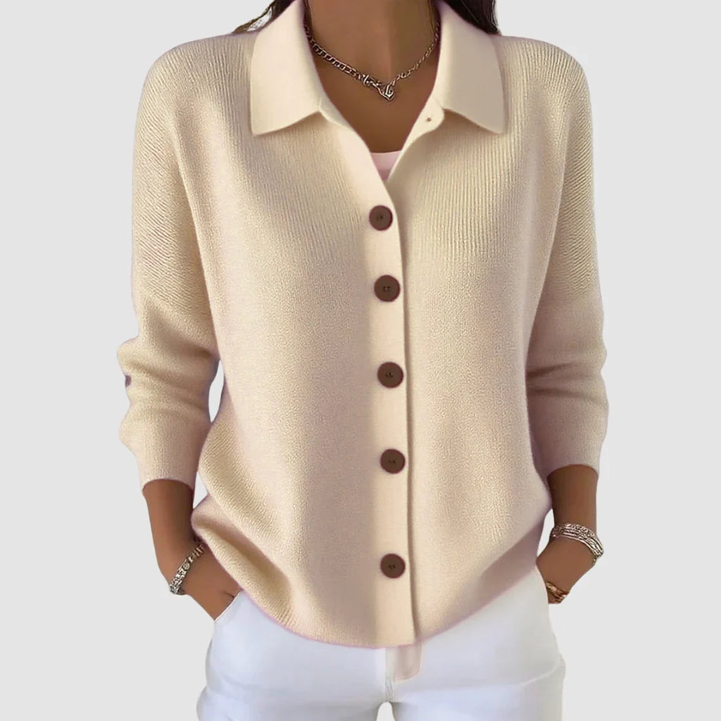 Gebreid vest creme vooraanzicht detail Vera