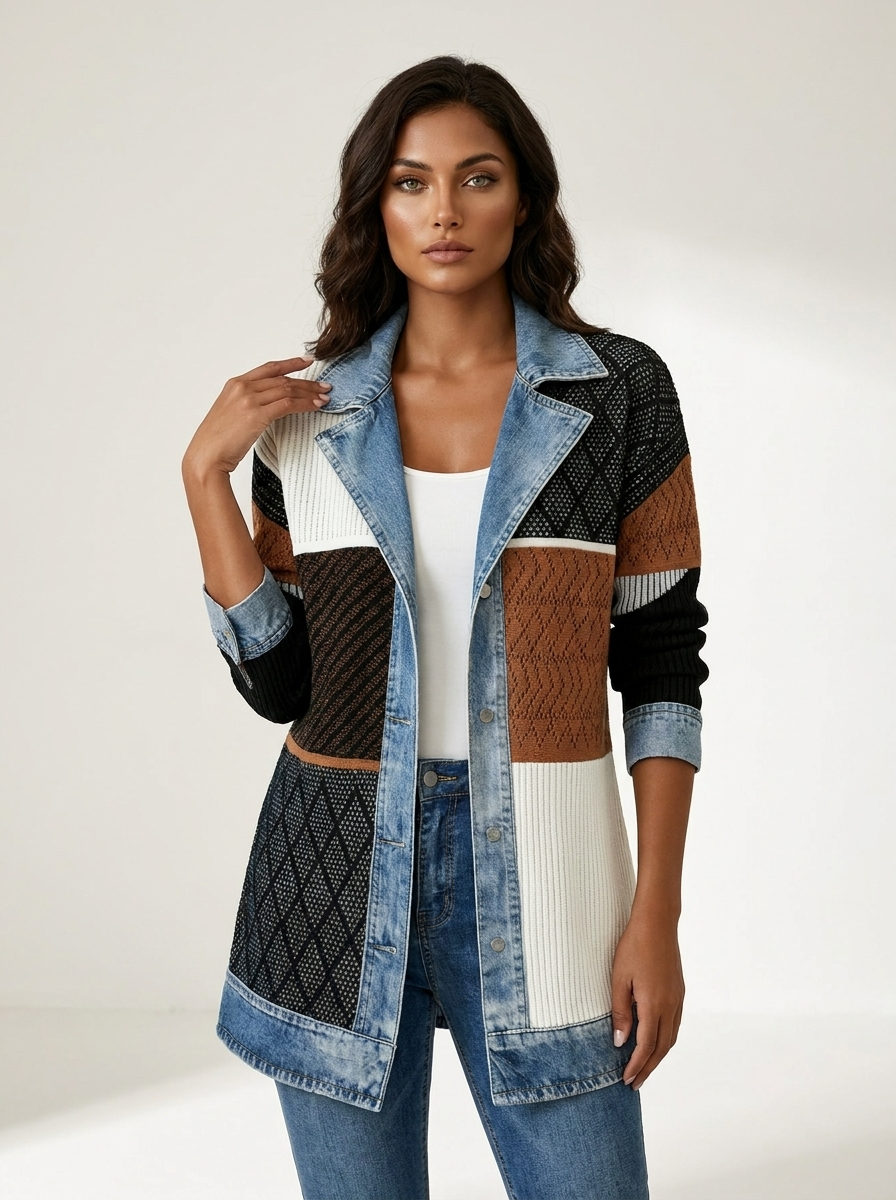 Gebreide blazer gekleurd vooraanzicht Fleur