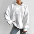 Gebreide hoodie wit vooraanzicht Gerlinde