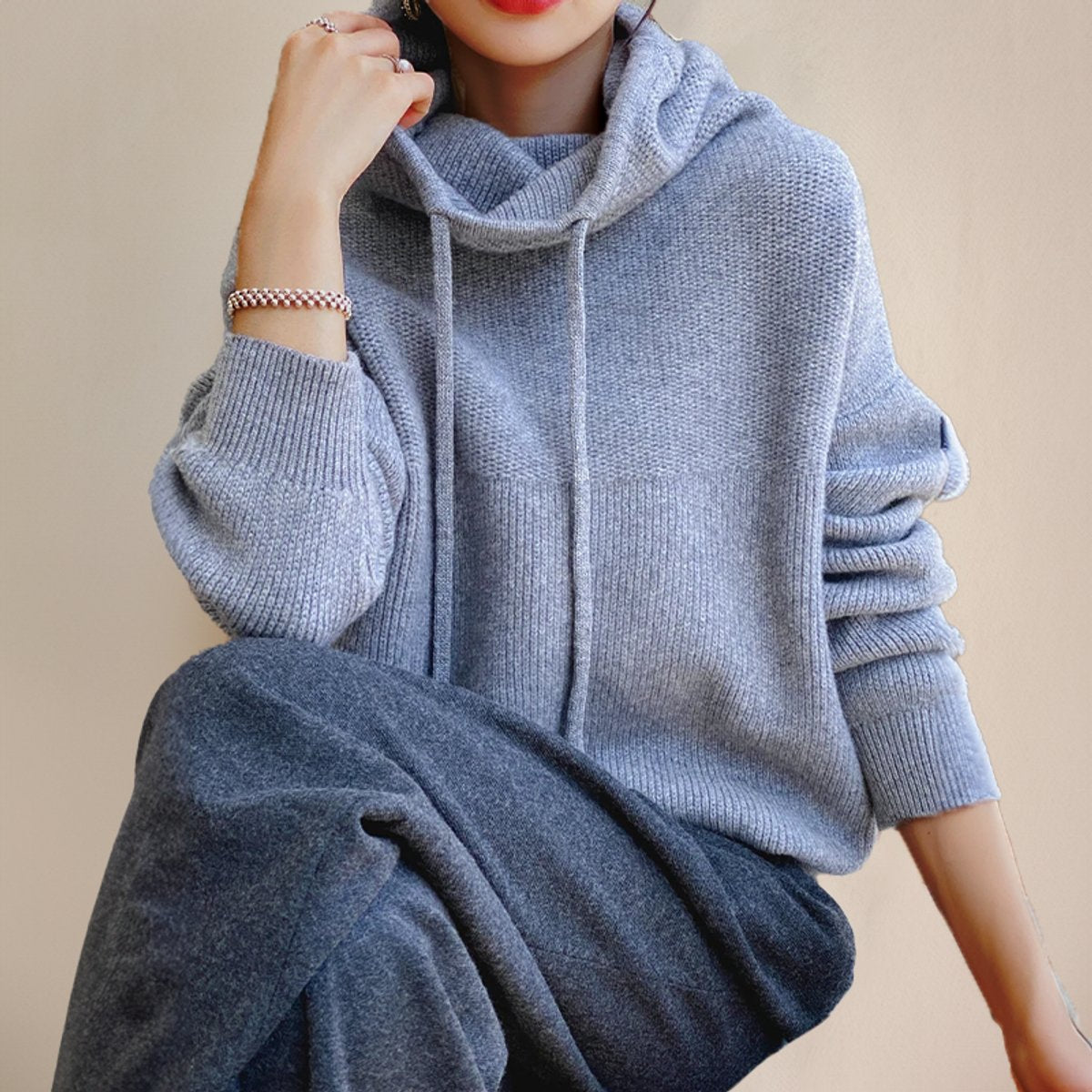 Gebreide hoodie detail 3 Josje