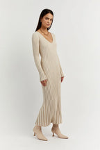 Gebreide midi jurk detail 2 Rina