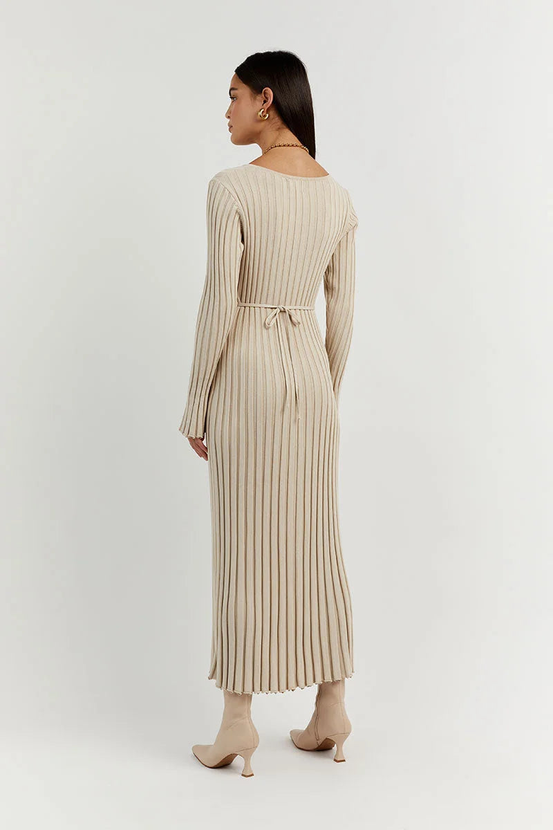 Gebreide midi jurk detail 3 Rina