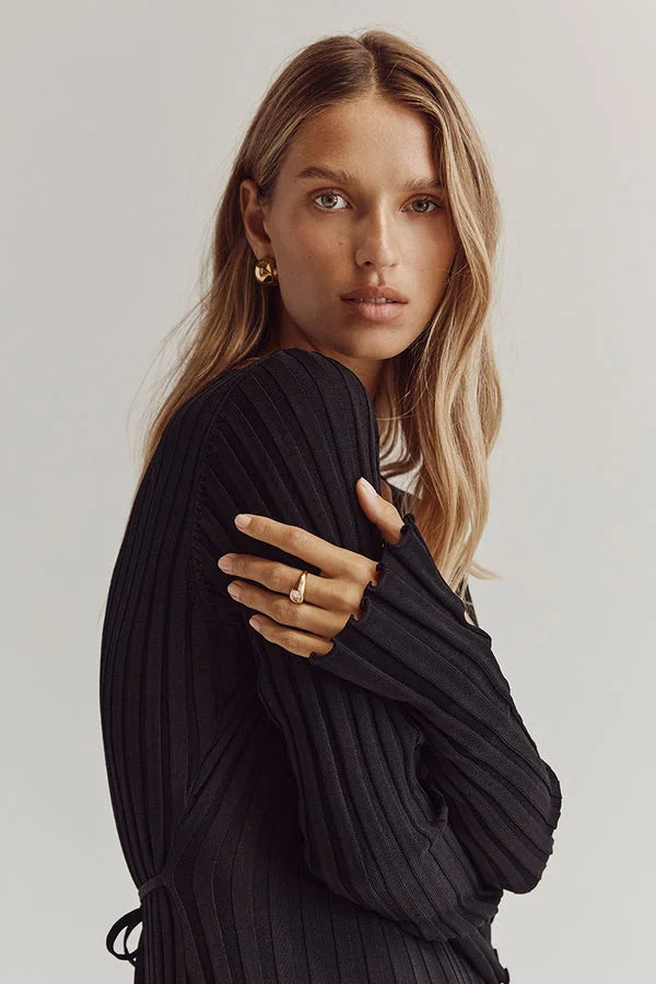 Gebreide midi jurk detail 5 Rina