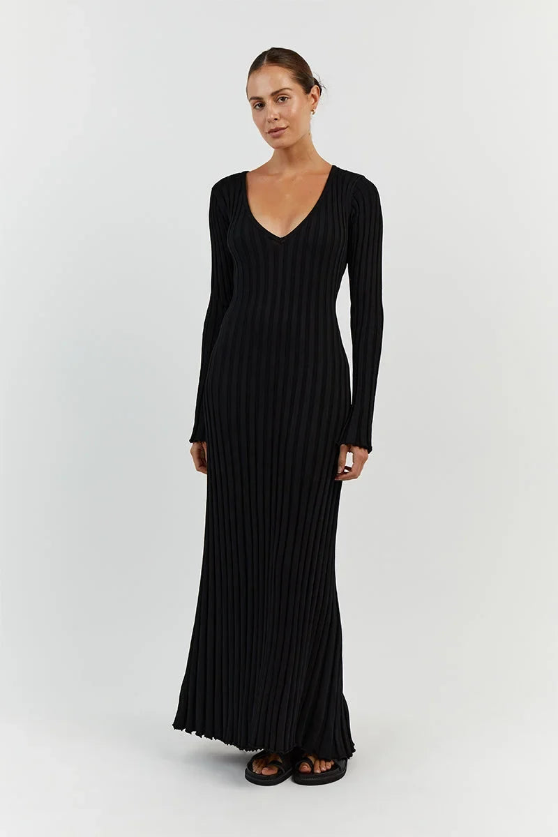 Gebreide midi jurk detail 7 Rina