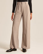 High waist pantalon taupe vooraanzicht Mirjam