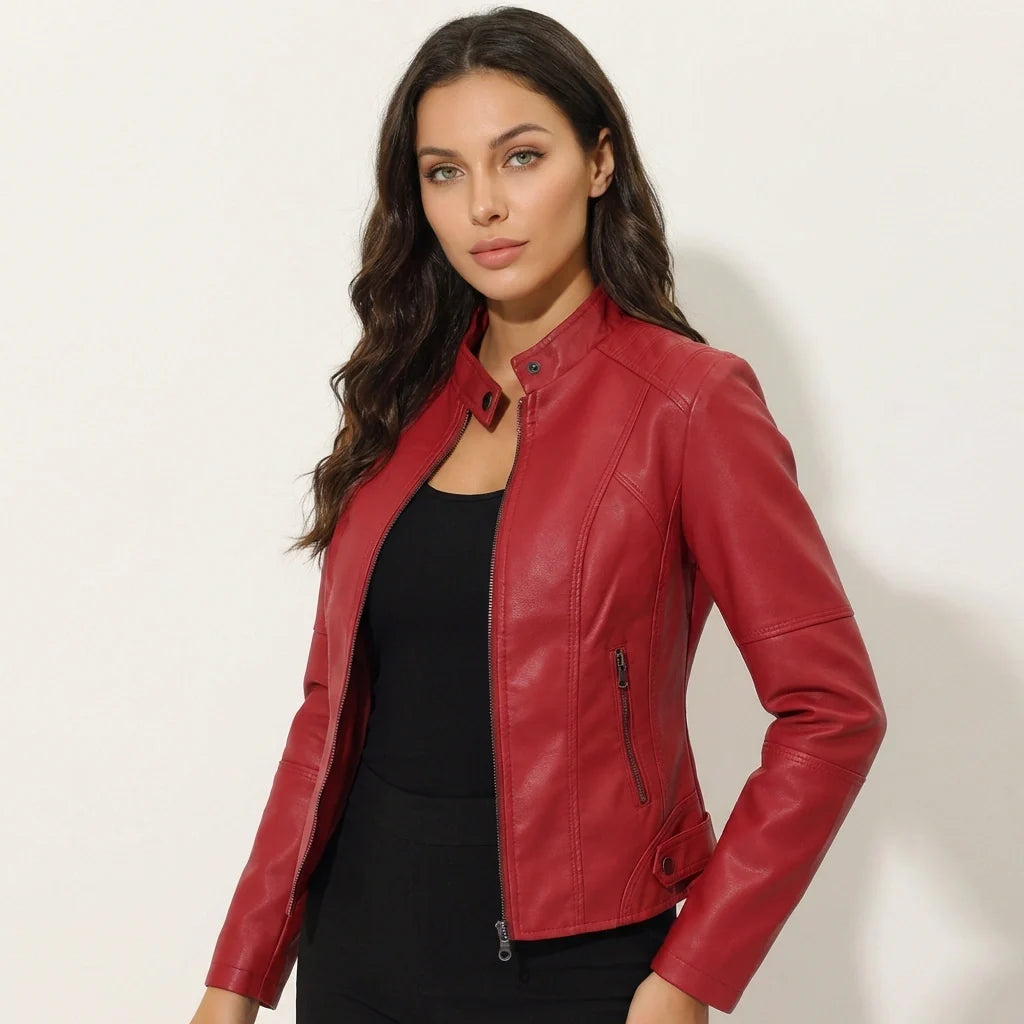 Jack van imitatieleer rood vooraanzicht Valentina