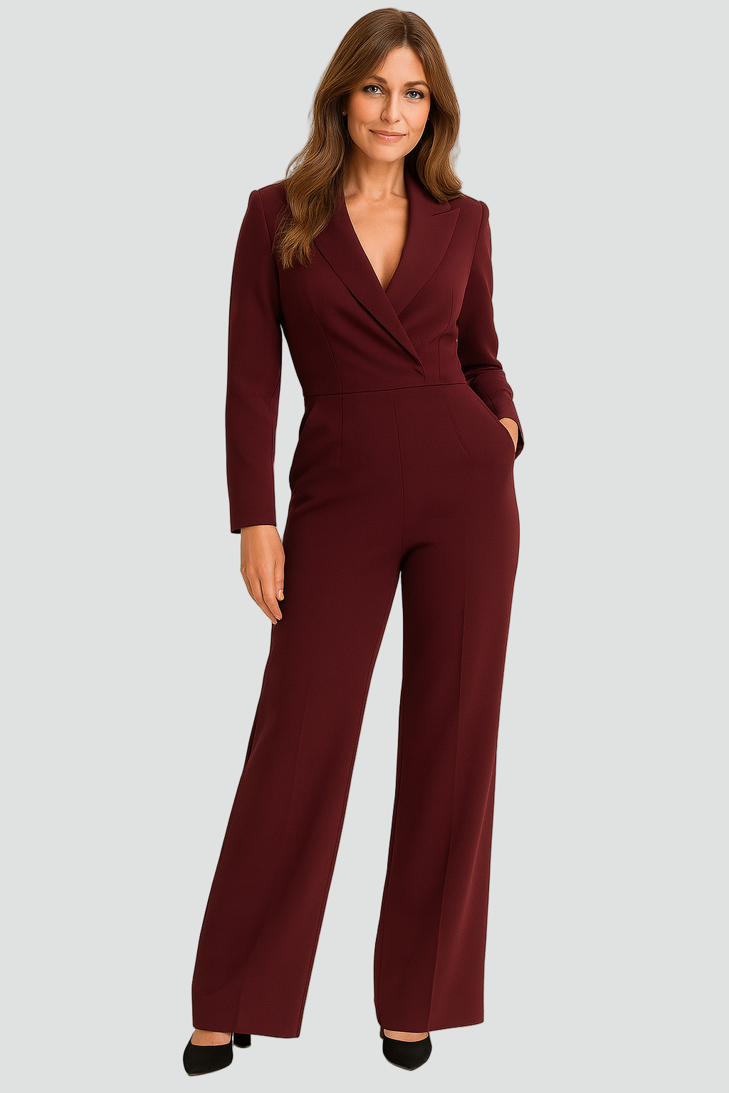 Jumpsuit rood vooraanzicht Tineke