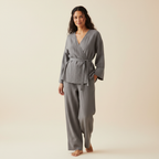 Kimono set grijs vooraanzicht Elise