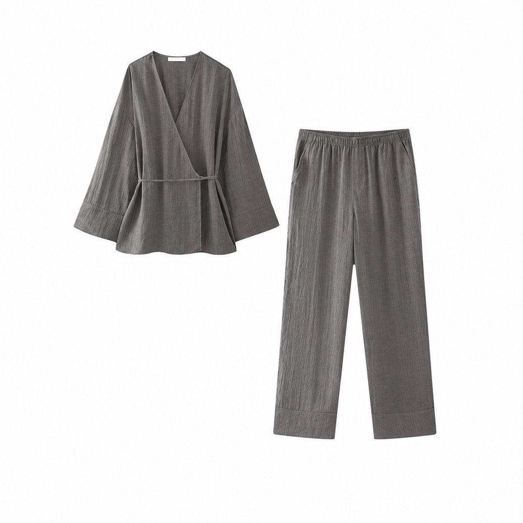 Tweedelige Kimono Set – Losvallende Kimono met Wijde Broek - Elise