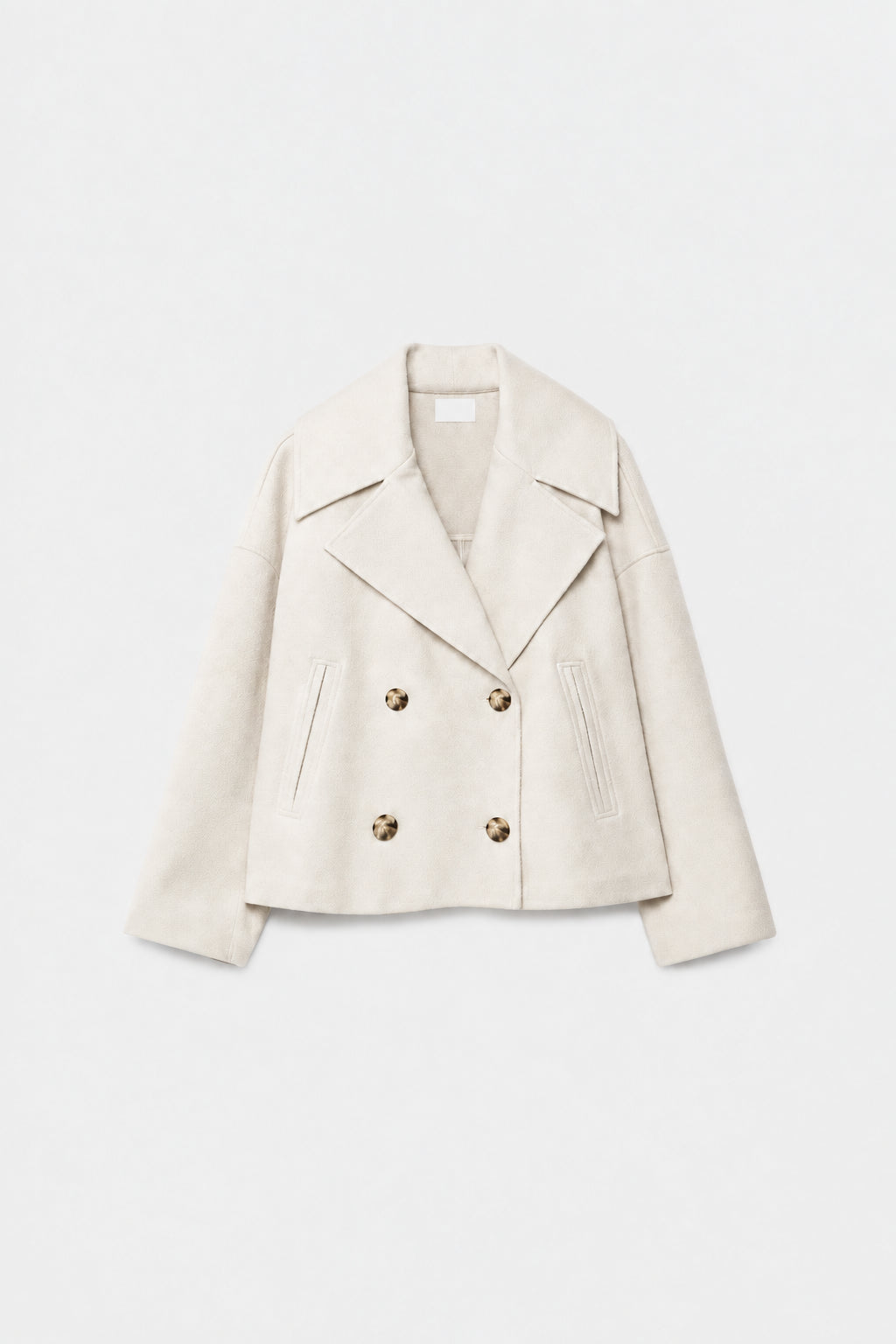 Korte jas beige vooraanzicht Odette
