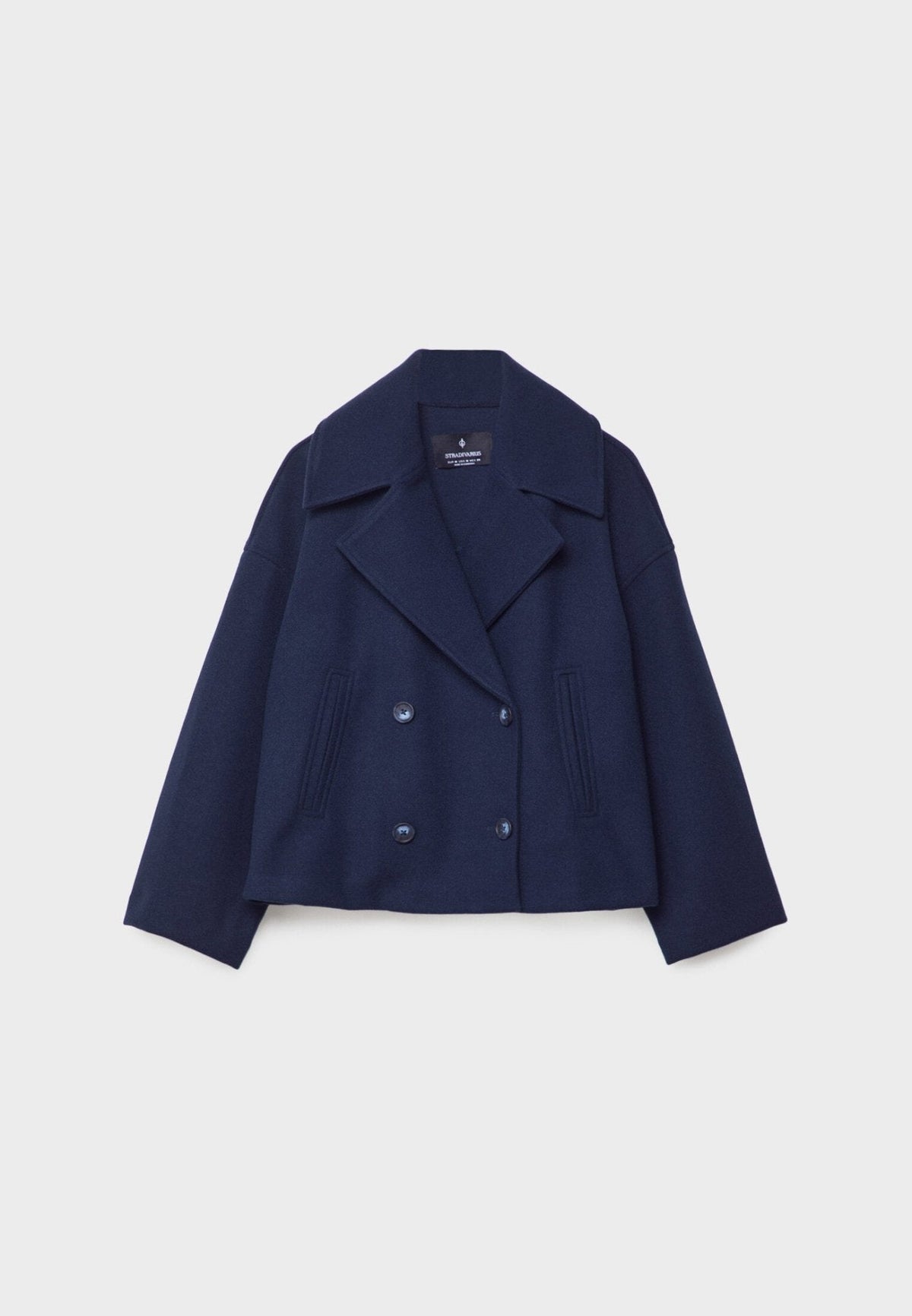 Korte jas marineblauw vooraanzicht Odette