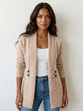Lang vest beige vooraanzicht Pauline
