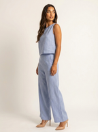 Linnenlook tweedelige set met wijde broek - Elsa