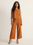 Linnenlook tweedelige set met wijde broek - Elsa