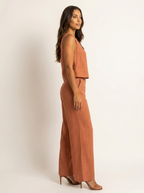 Linnenlook tweedelige set met wijde broek - Elsa