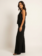 Linnenlook tweedelige set met wijde broek - Elsa