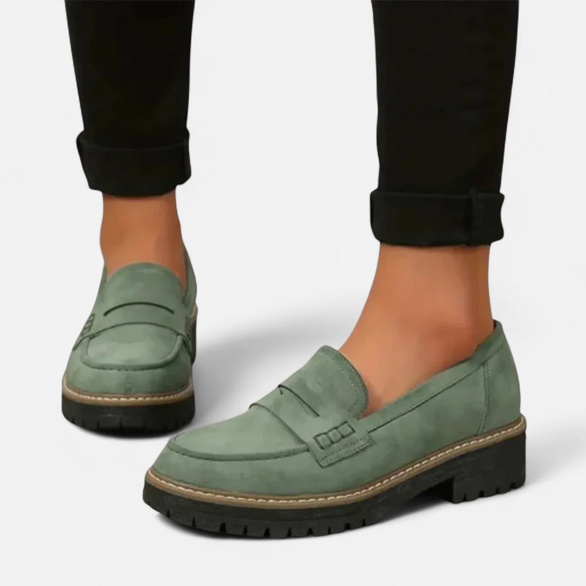 Loafers groen vooraanzicht Loua