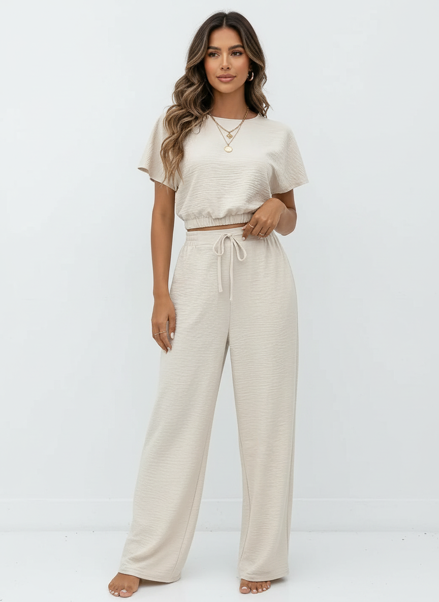 Lounge set beige vooraanzicht Cato