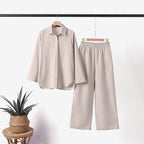 Lounge set beige hangend vooraanzicht Kyara