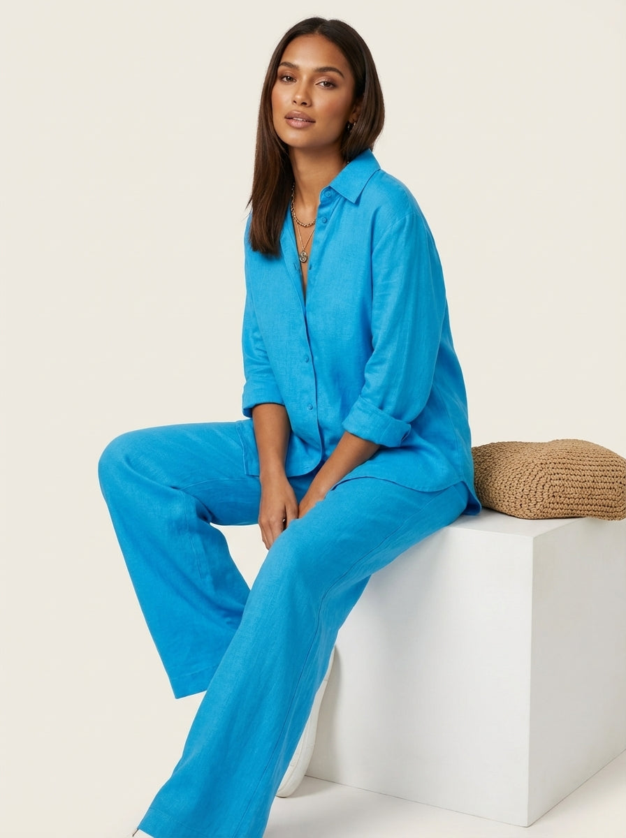 Lounge set blauw zittend zijaanzicht Kyara