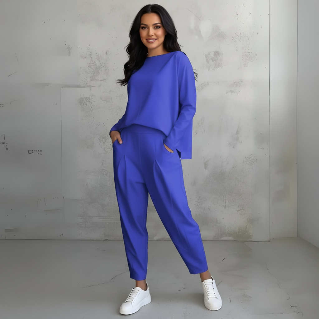 Lounge set blauw vooraanzicht Linde 