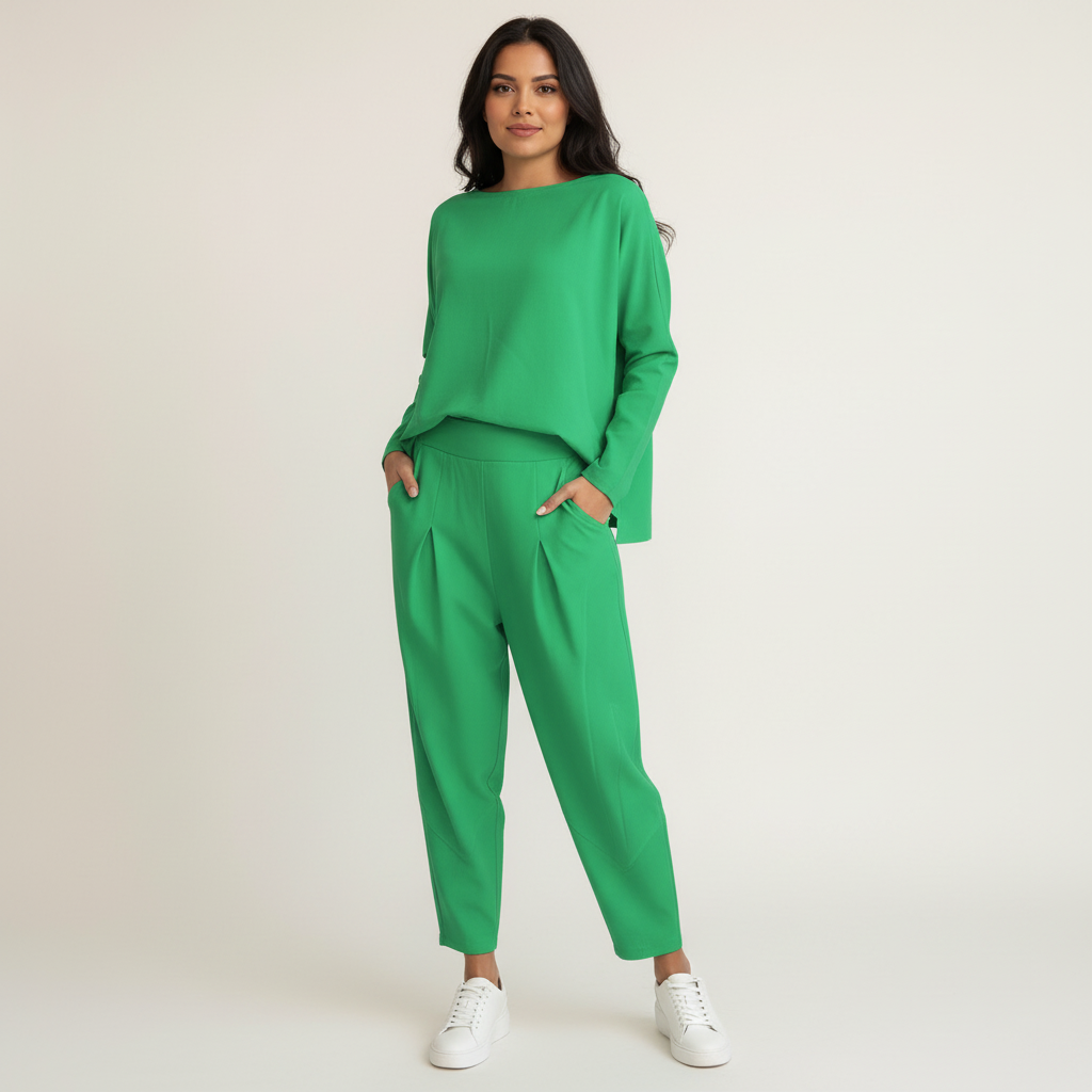 Lounge set groen vooraanzicht Linde