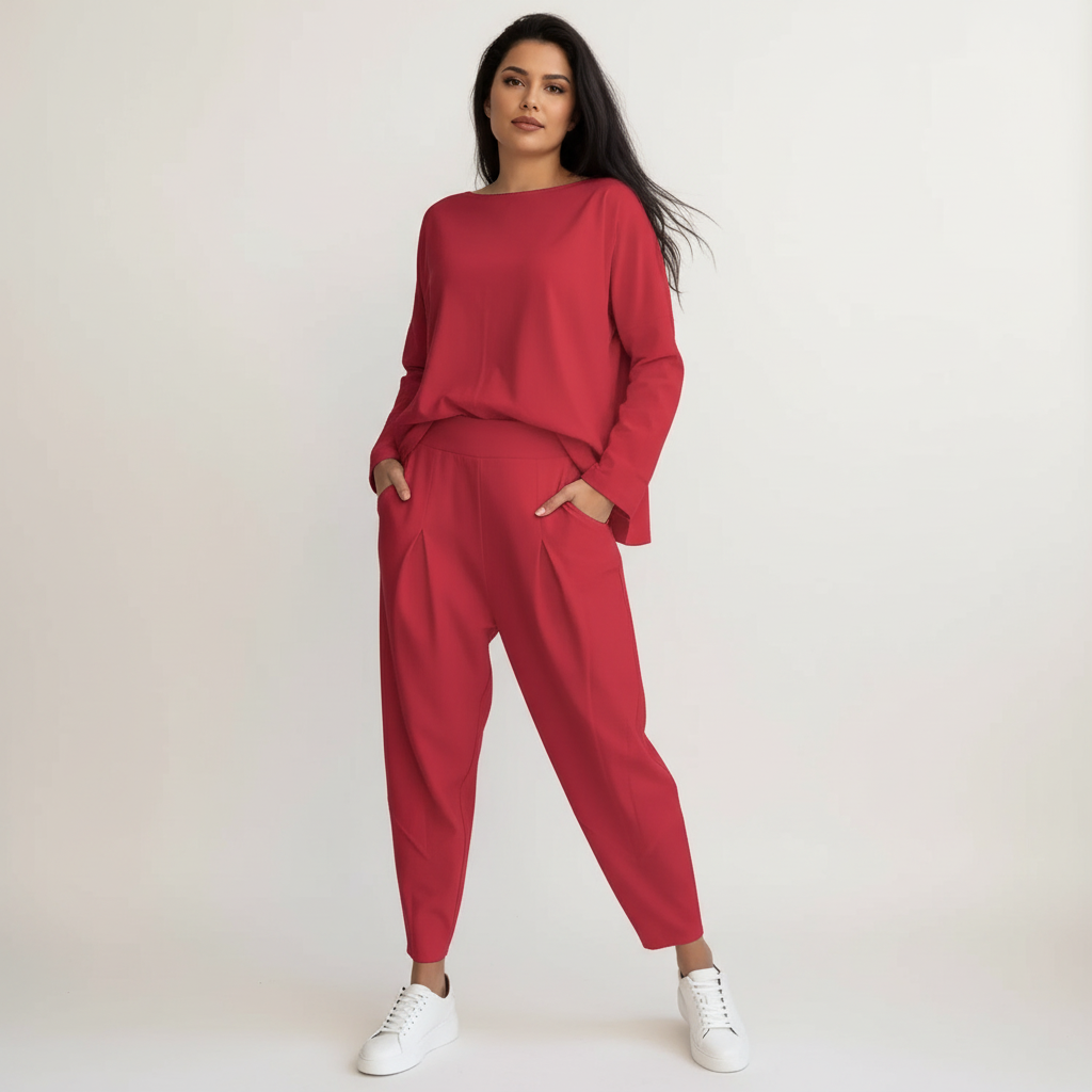 Lounge set rood vooraanzicht Linde