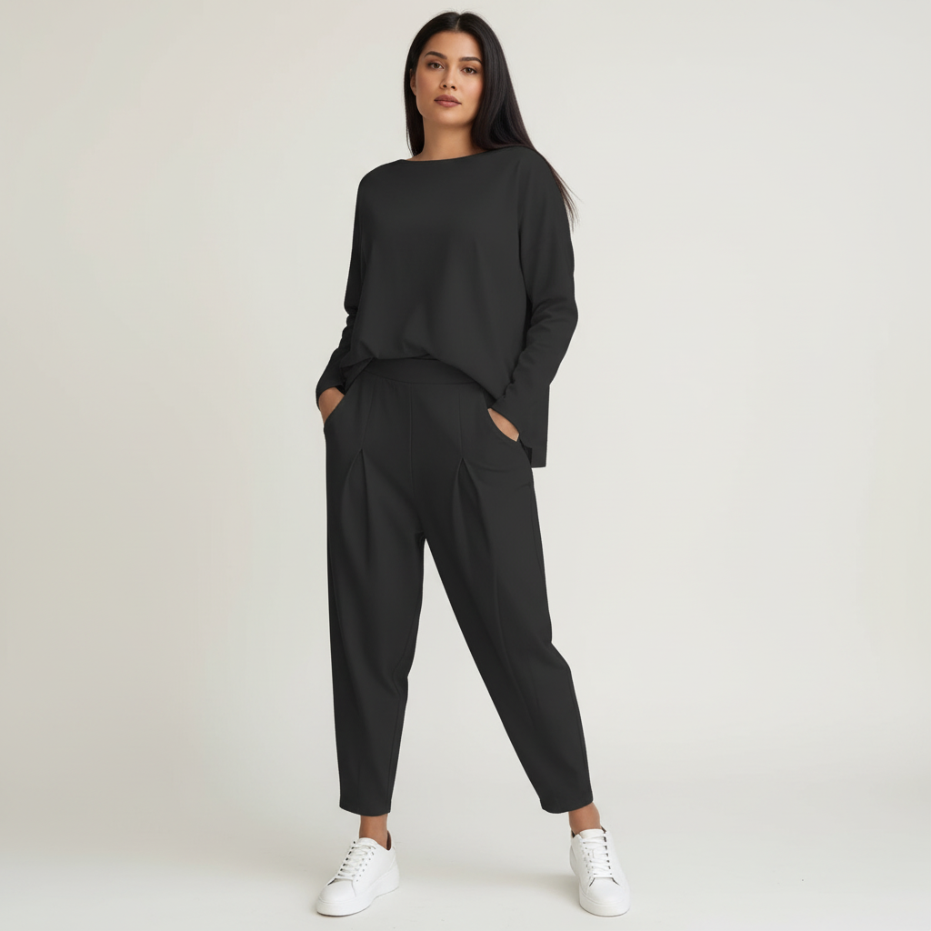 Lounge set zwart vooraanzicht Linde