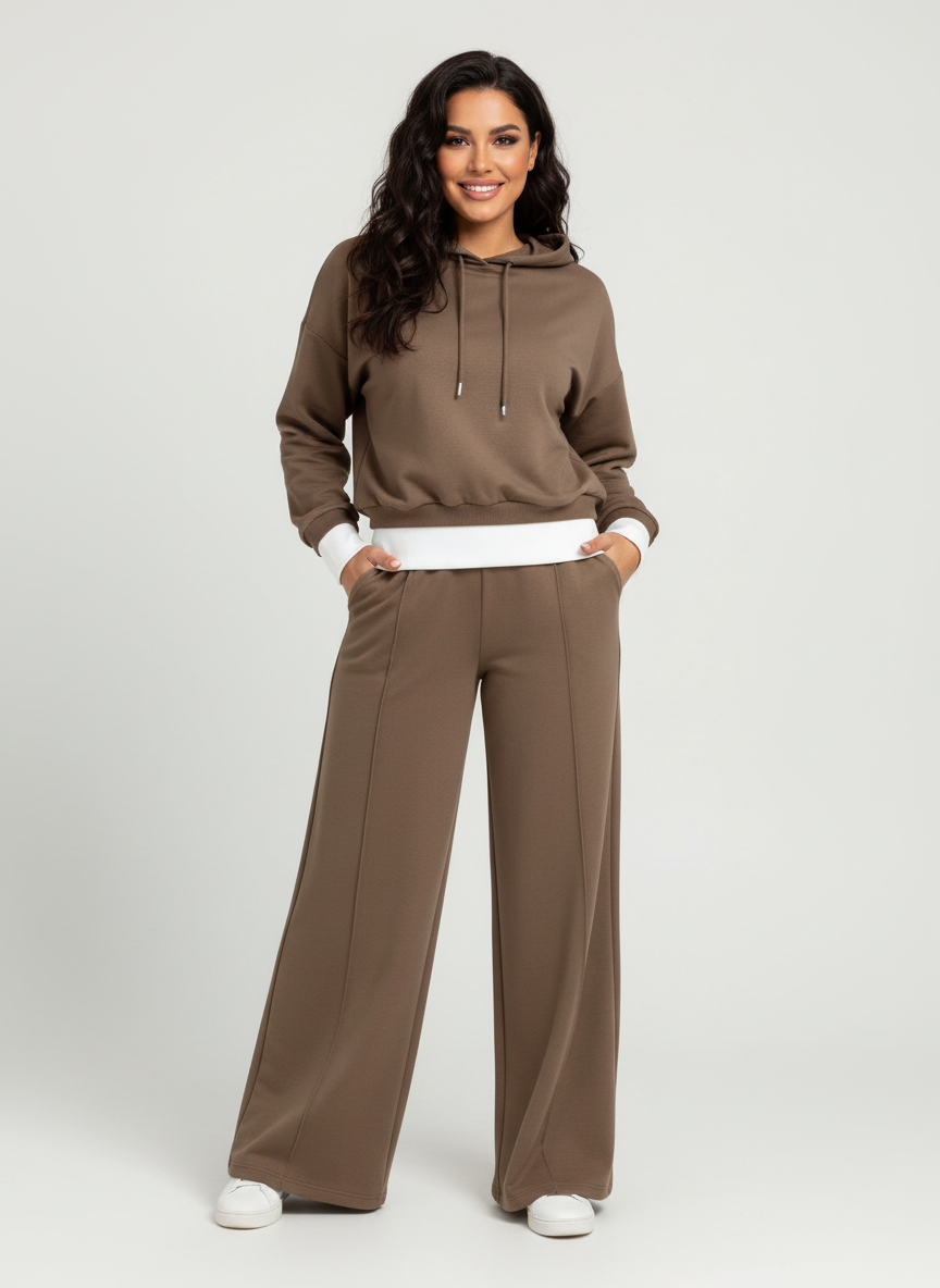 Lounge set bruin vooraanzicht Tess