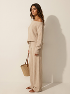 Loungewear set zijaanzicht beige Sophie