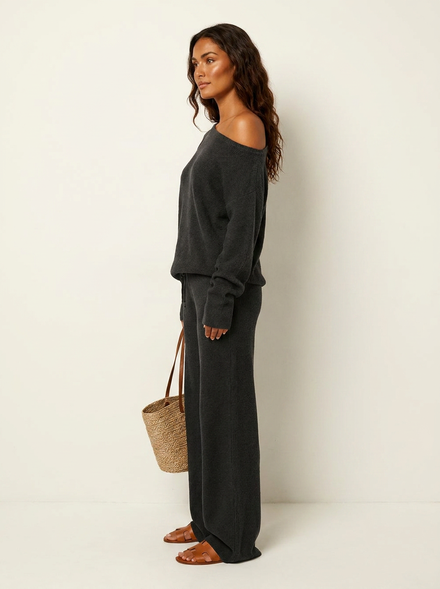 Loungewear set zwart zijaanzicht Sophie