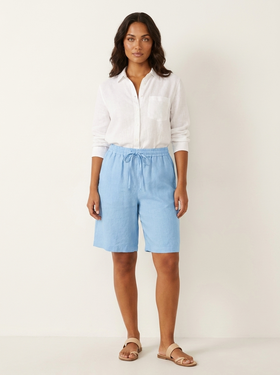Luchtige Linnen look bermudashort - Mara