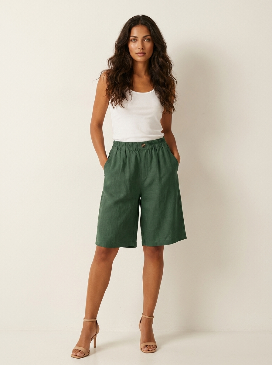 Luchtige Linnen look bermudashort - Mara