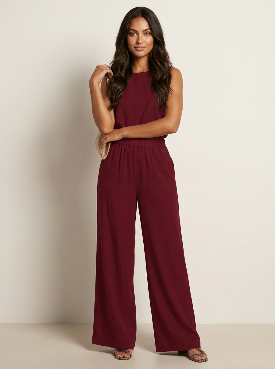 Luchtige wide leg broek met trekkoord - Lia