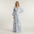 Maxi jurk blauw vooraanzicht Fay