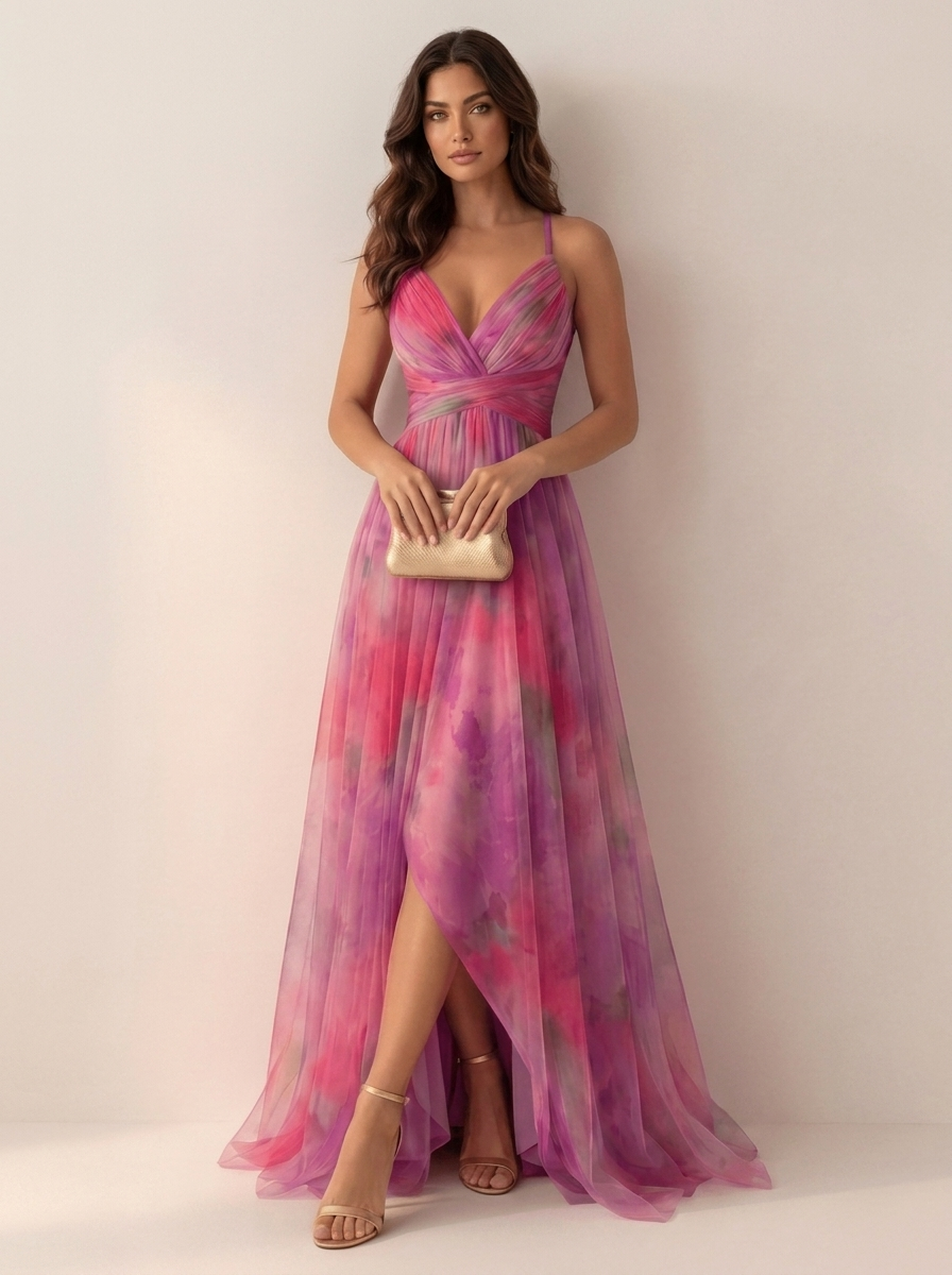Maxi jurk met watercolor print - Isabell