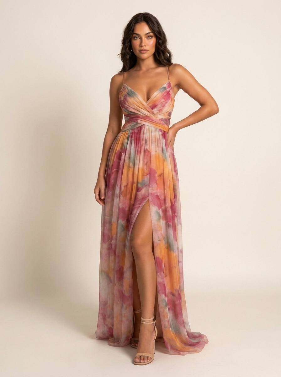 Maxi jurk met watercolor print - Isabell