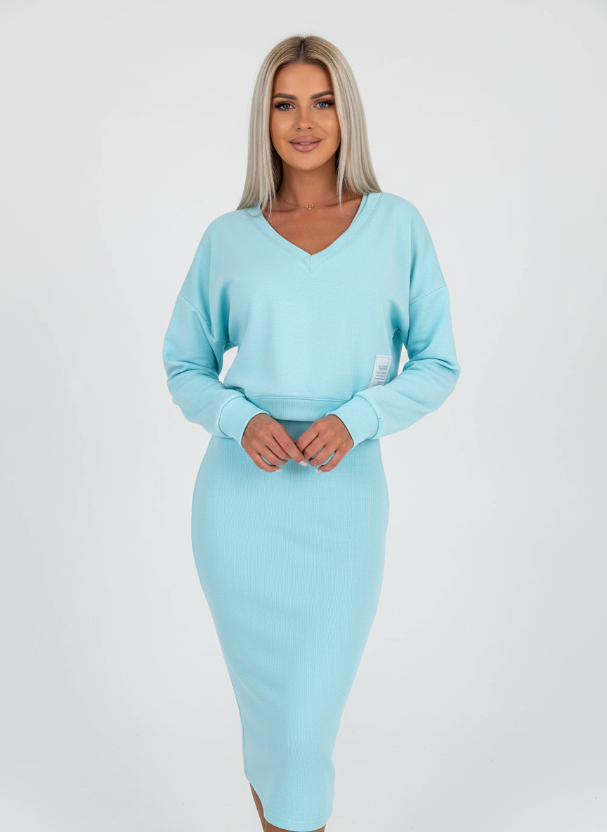 Midi set Turquoise vooraanzicht Elin