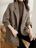 Oversized blazer bruin vooraanzicht Saskia