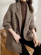 Oversized blazer bruin vooraanzicht Saskia