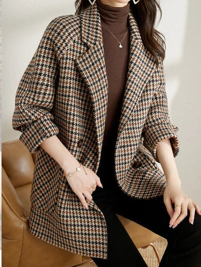 Oversized blazer bruin vooraanzicht Saskia