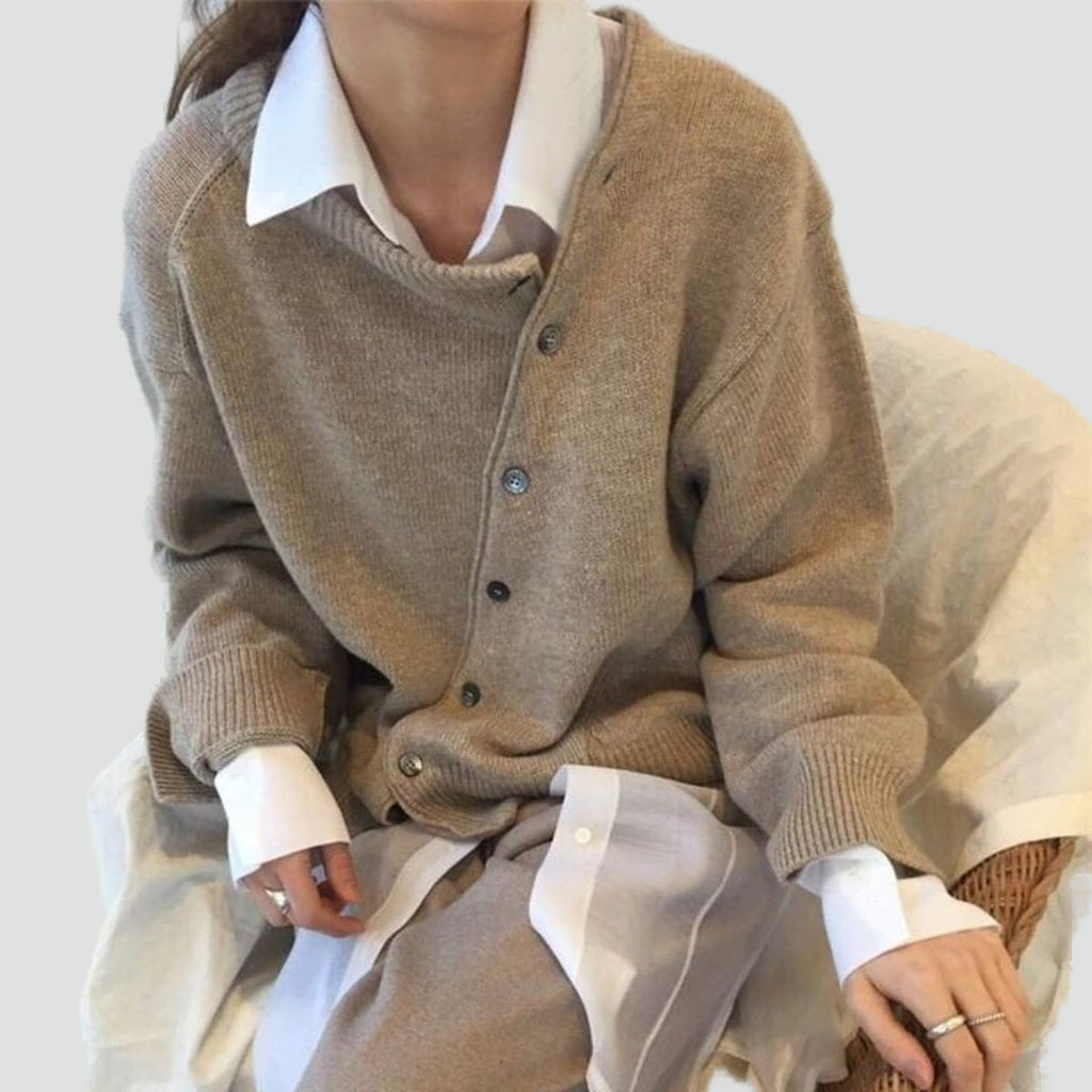 Oversized gebreid vest detail 1 Saskia