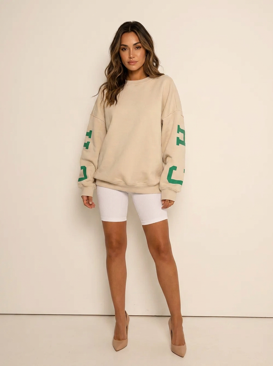 Oversized sweater zand vooraanzicht Monique
