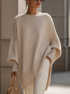 Oversized trui beige vooraanzicht Jacqueline