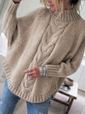 Oversized trui khaki vooraanzicht Mirella