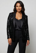 Pailletten blazer zwart vooraanzicht Stella