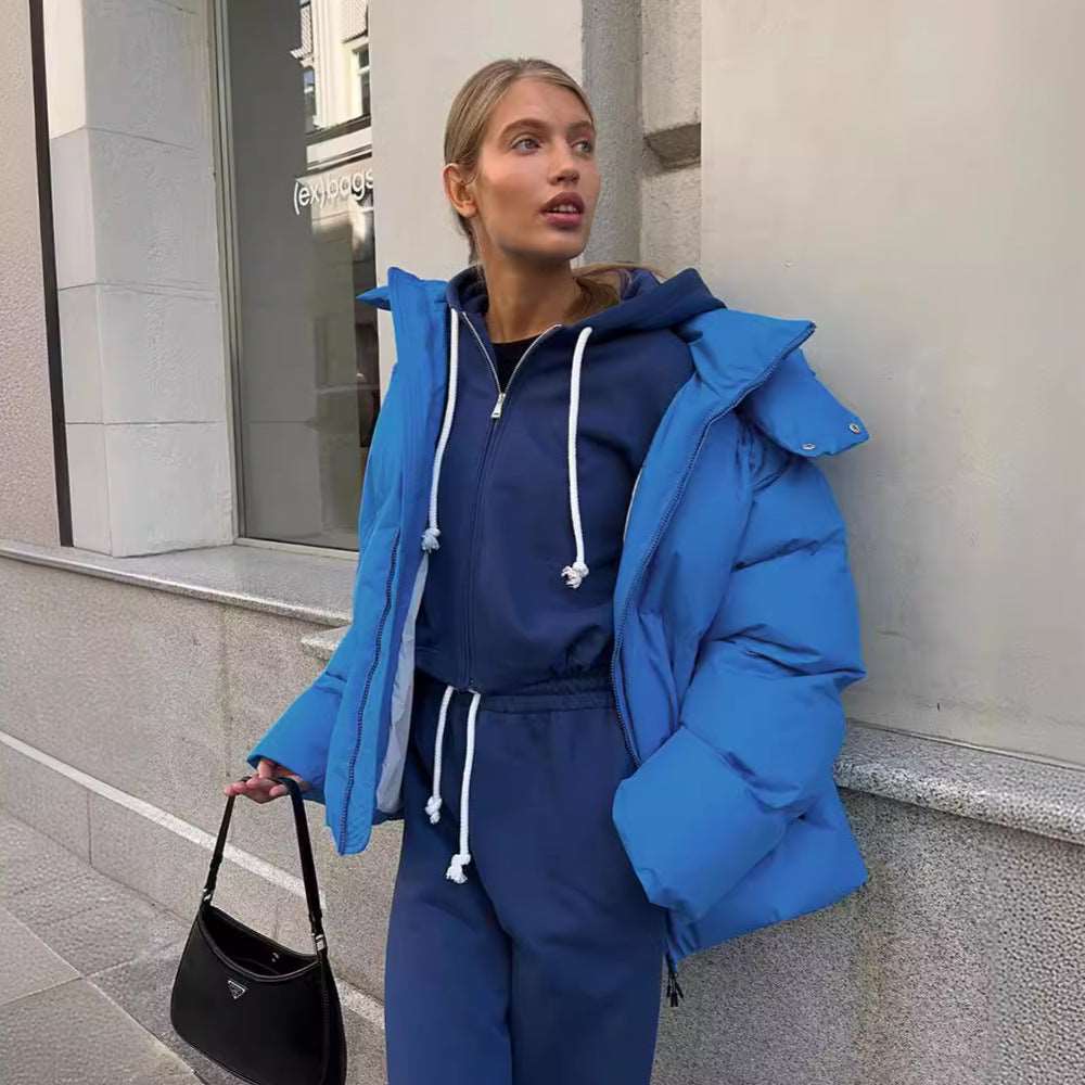 Pufferjas blauw vooraanzicht Rosalie