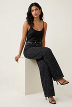 Rechte High Waist Jeans met Subtiele Glitterdetails – Elvira