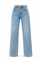 Rechte High Waist Jeans met Subtiele Glitterdetails – Elvira